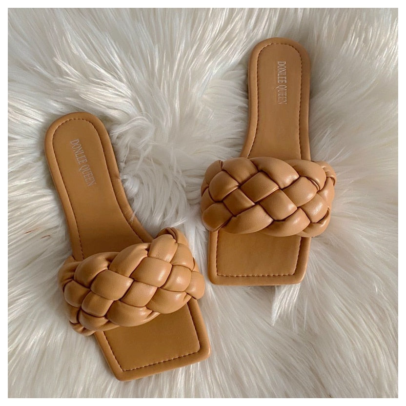 The Queen Double Braided Strap Square Sandals