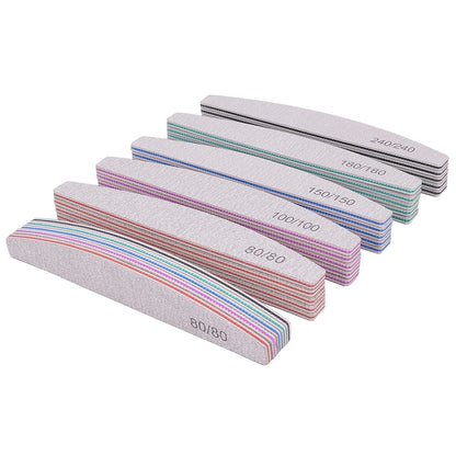 Mixed Grit Colorful Moon Shape Nail Files