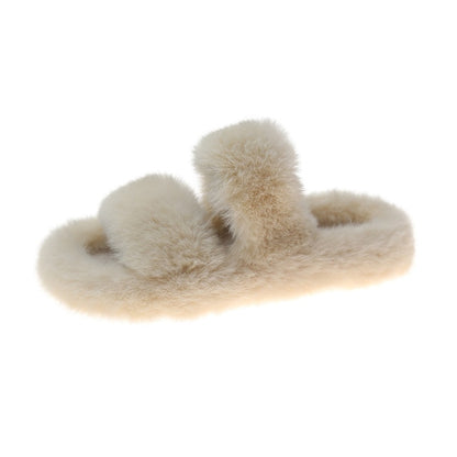 Jane Double Strap Plush Slippers