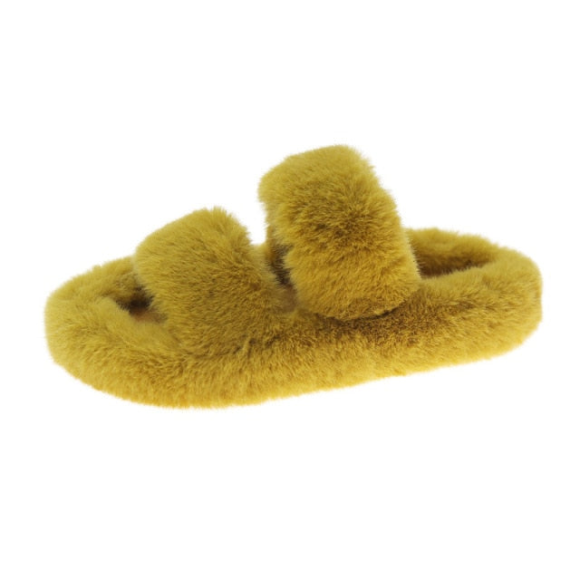 Jane Double Strap Plush Slippers