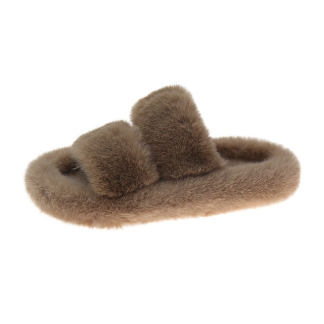 Jane Double Strap Plush Slippers